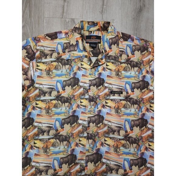 Vintage Yellowstone General Stores Button Up Shirt‎ Short Sleeve Mens Large - Picture 3 of 9